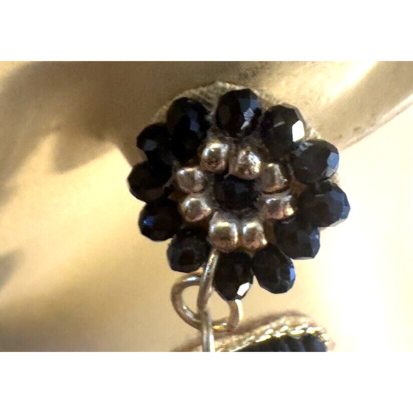 Beaded N5 Gold & Black Post Earrings Sexy 2.75" Drop Holiday Gifts Christmas - Picture 4 of 4